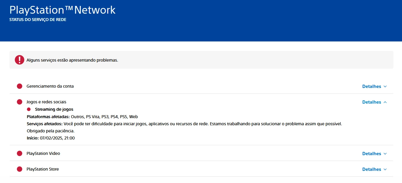 PSN fora do ar neste sabado