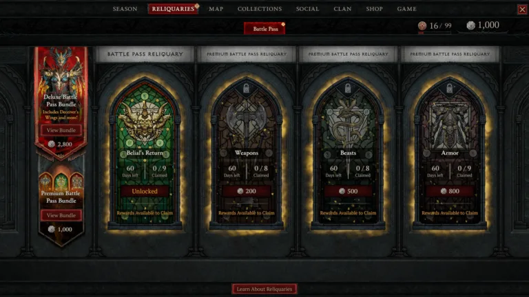 Tipos de Relicários em Diablo IV