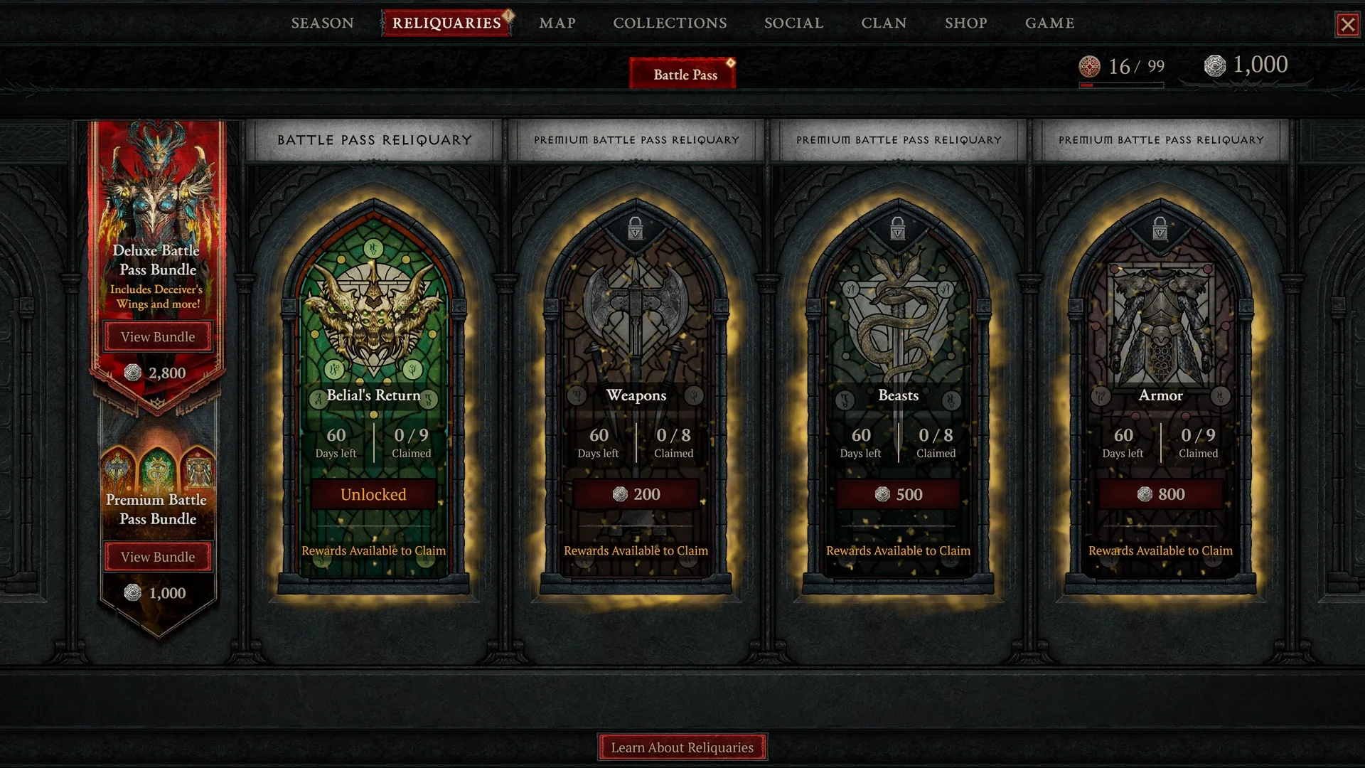 Saiba mais sobre o desbloqueio de itens de Relicário em Diablo IV