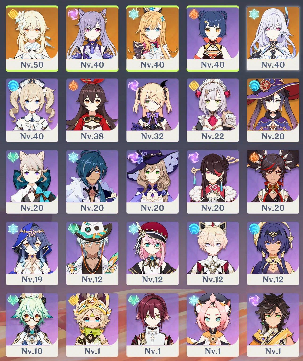 Meus personagens no genshin Impact até o momento - 05-07