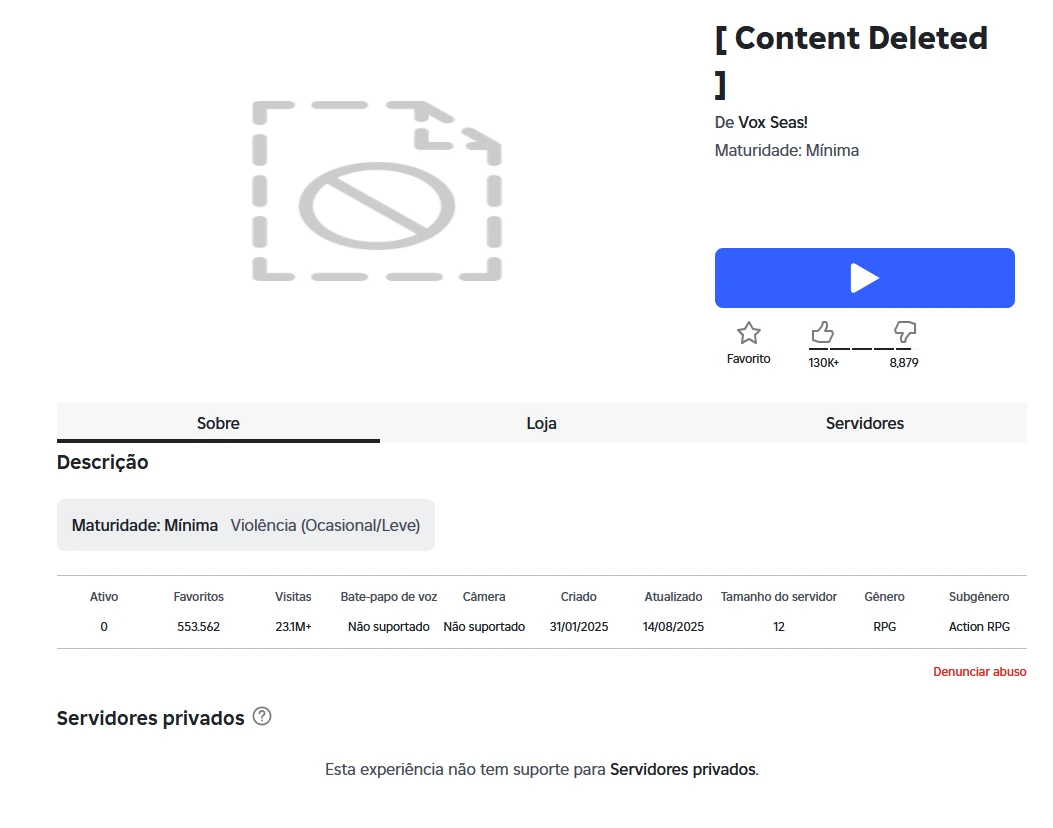 Vox Seas fora do ar - offline 2025 Roblox