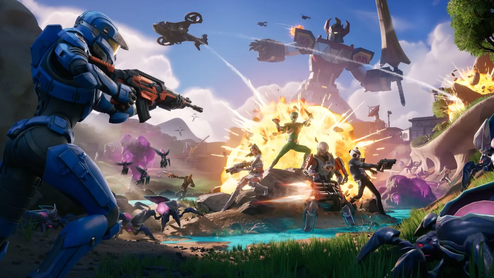 Wallpaper de Fortnite , da temporada dos Powe Rangers