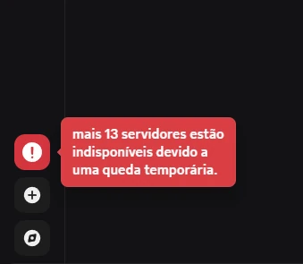 Mensagem do Discord mostrando os servers offline