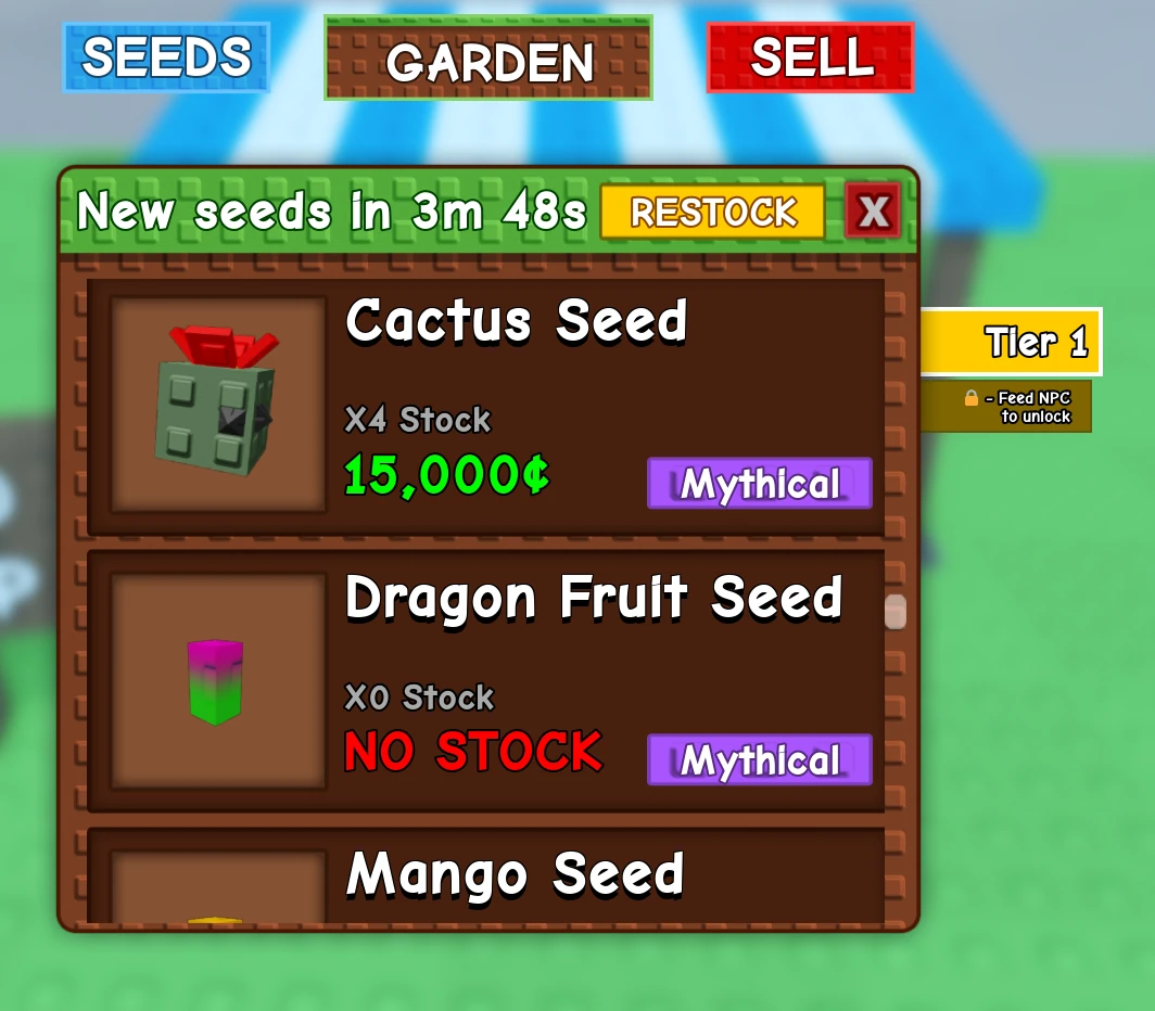 Roblox Grow a Garden - Cactus Seed no vendedor