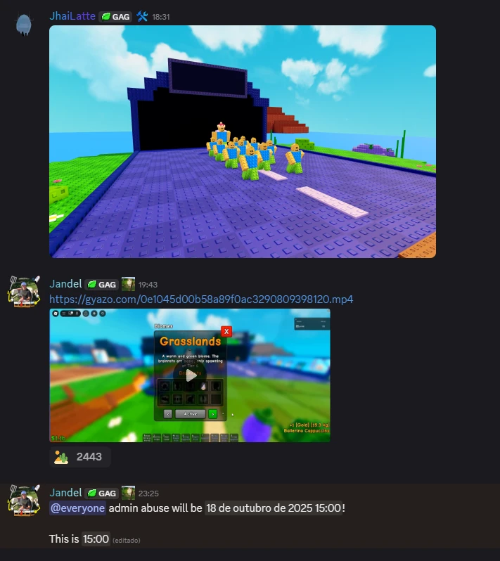 Postagens mais recentes dos admins do Plants vs Brainrots