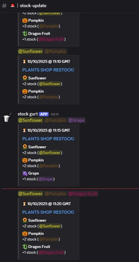 Stock Update Plants vs Brainrots 10-10