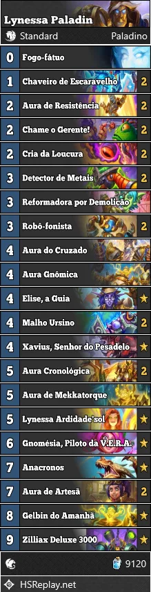 Deck de Hearthstone - Lynessa Paladin 06-11