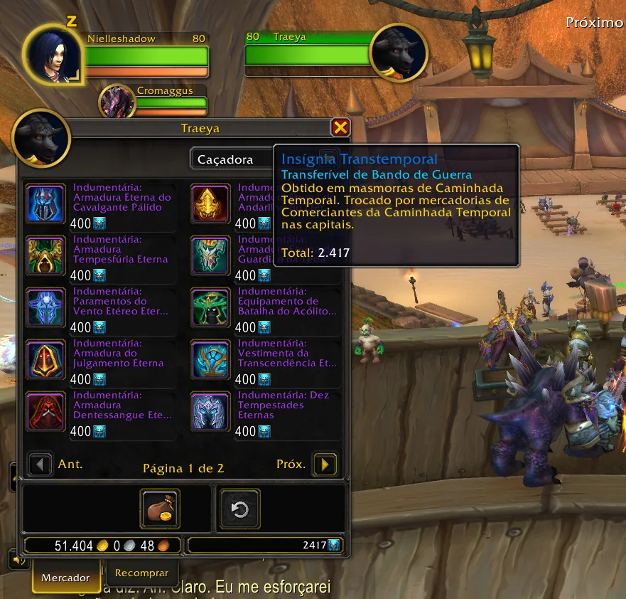 Evento de aniversário do WoW vendedora