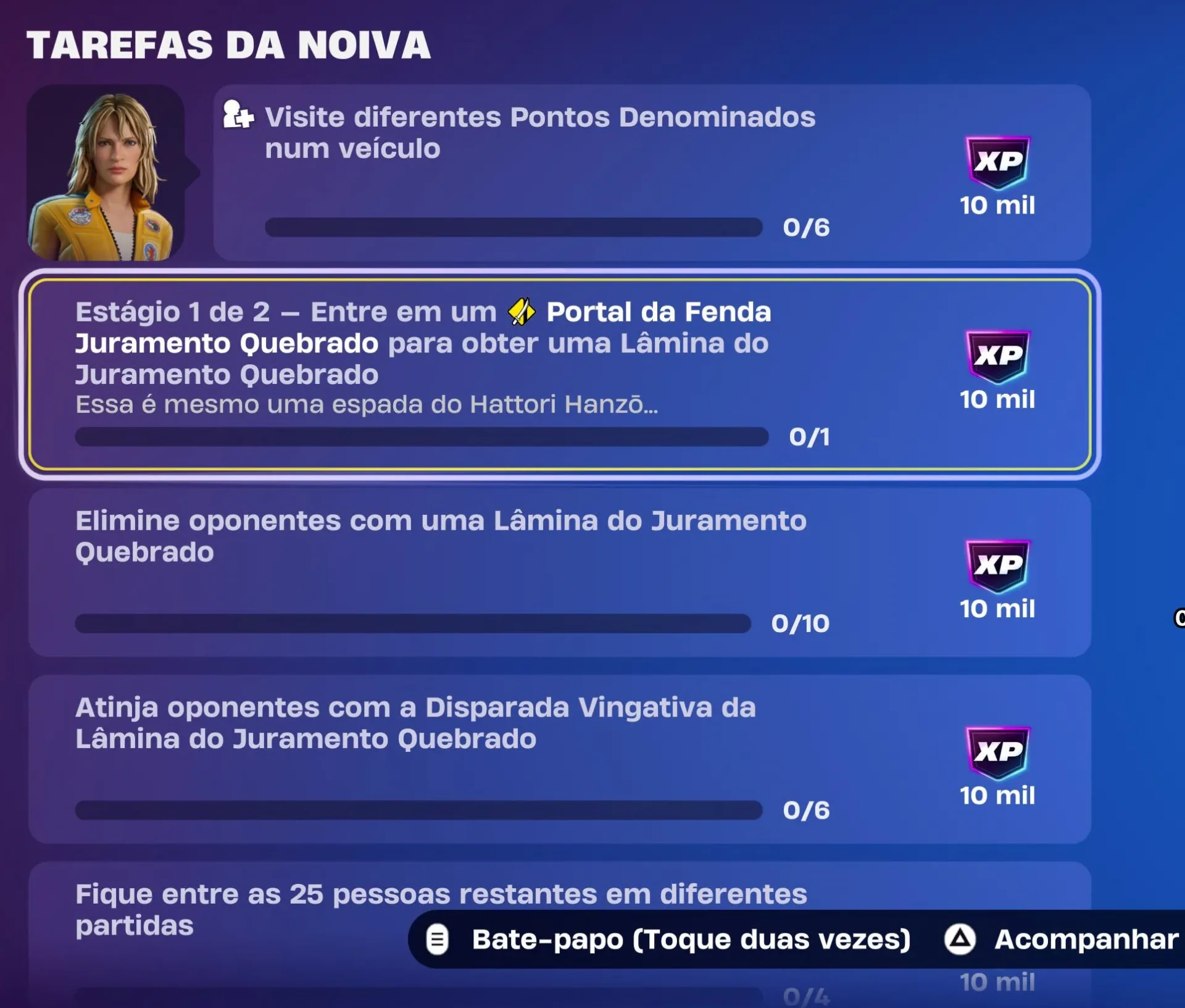 Fortnite Capítulo 7 - Tarefas da Noiva em Kill Bill 01