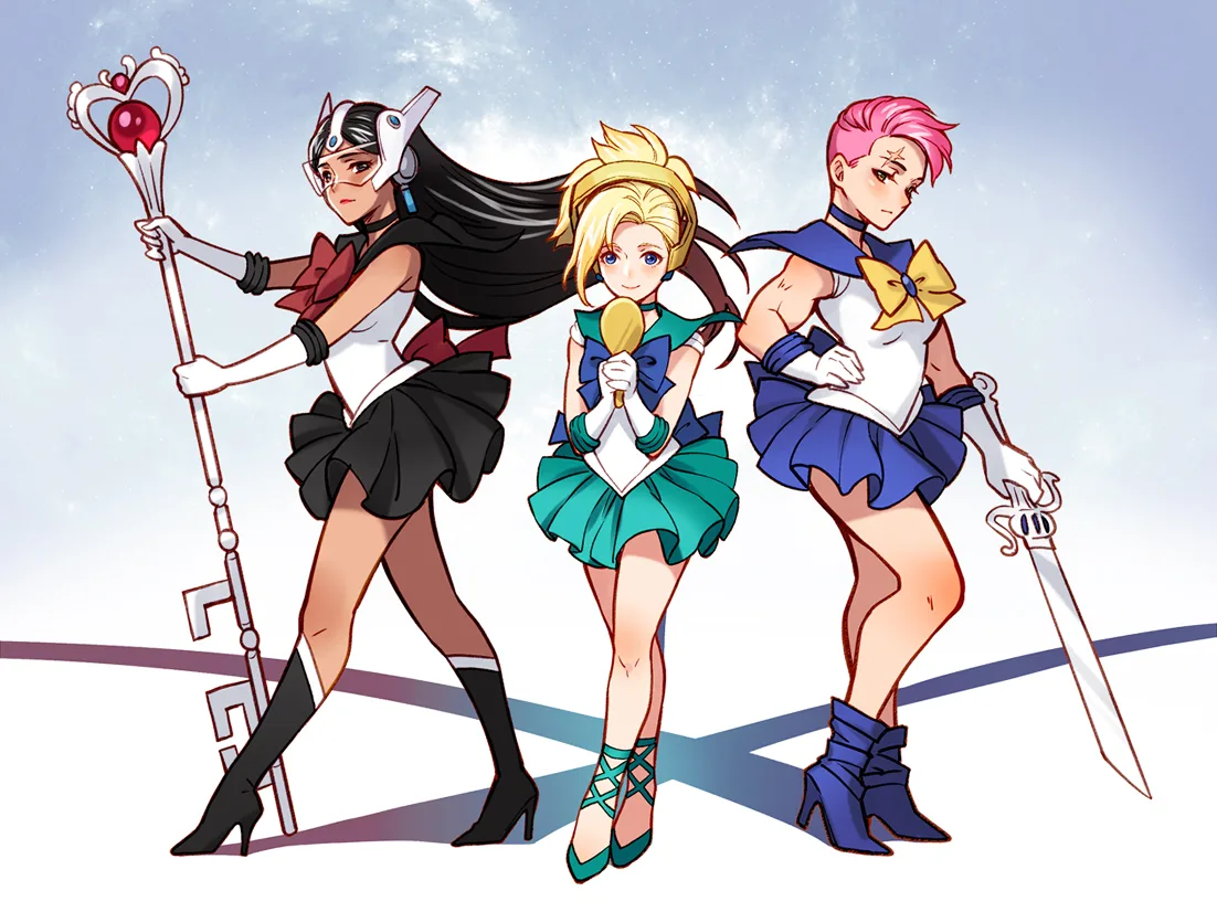 FanArt: Heroínas de Overwatch com roupas da Sailor Moon! Heroínas de Overwatch com roupas da Sailor Moon - Fanart por eclosion