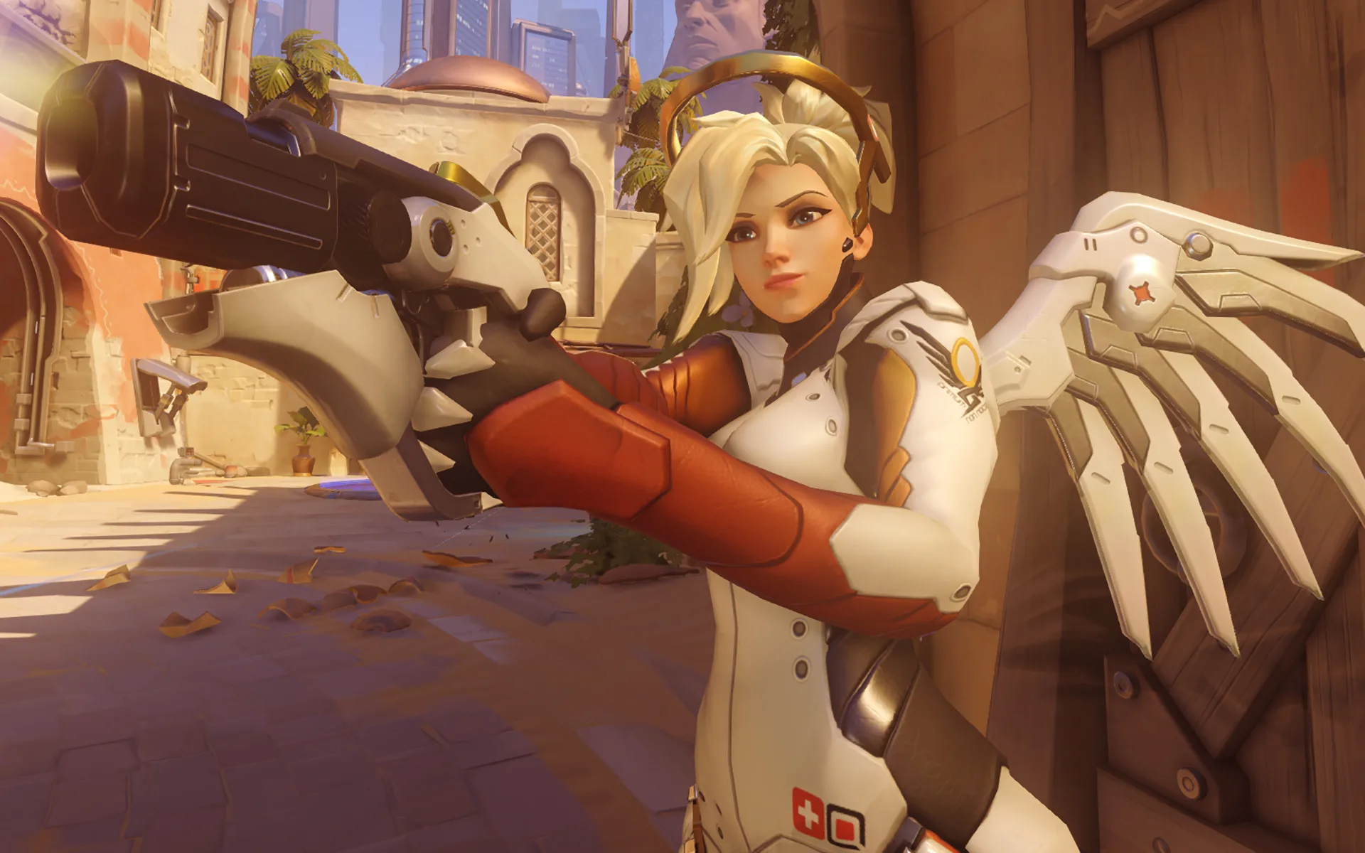 Overwatch e a falta de incentivos extras pra fazer a contenda semanal Imagem da Mercy - Overwatch - Pistola de Dano