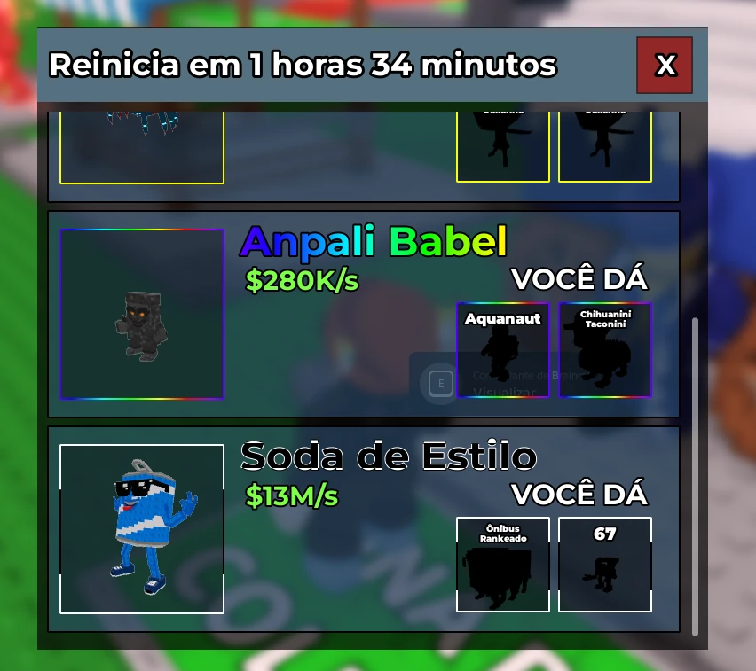 Loja do Roube um Brainrot no Roblox - Evento novo em breve 02 - Anpali Babel e Soda de Estilo
