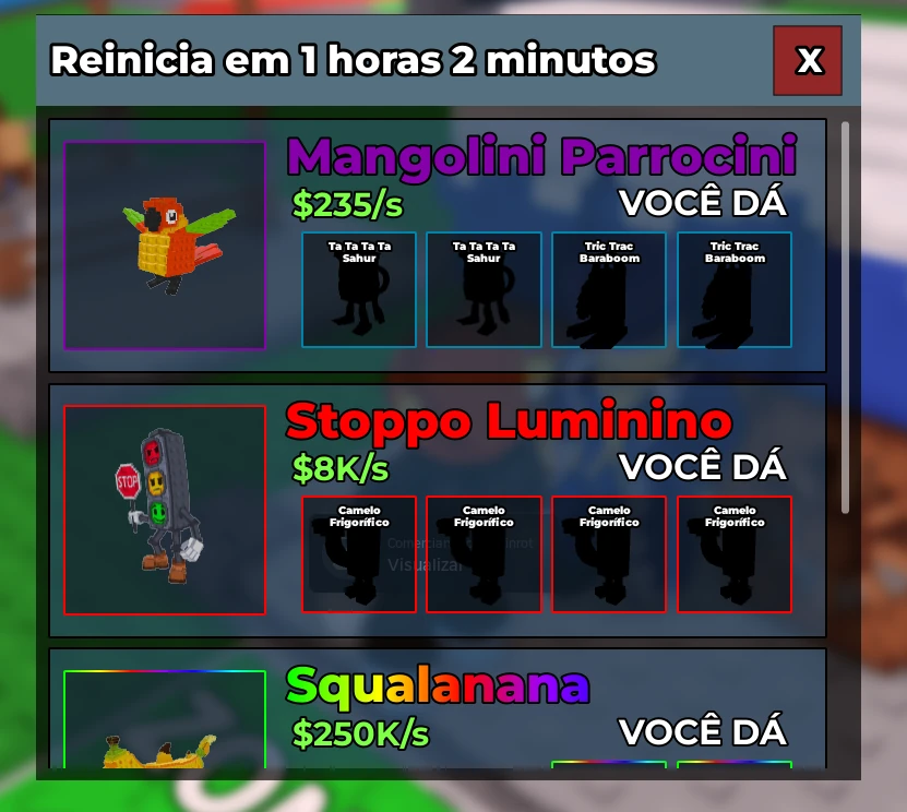 Loja do Roube um Brainrot no Roblox - Evento novo em breve 03 - Stoppo Luminino e Squalanana