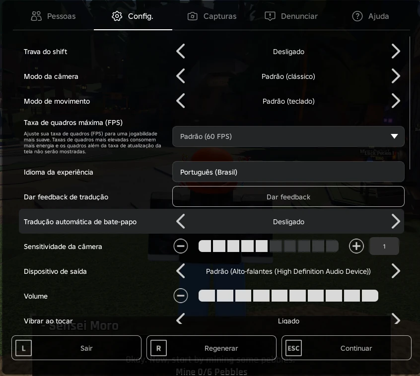 Roblox - Mudando idioma do jogo pra português