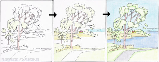 Desenho de paisagem - Processo